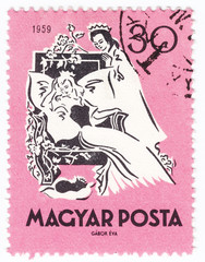 stamp printed in Hungary shows pic from tale