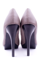 Pair women's shoes back view, isolated