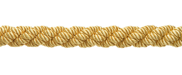 Elegant gold rope isolated on white background