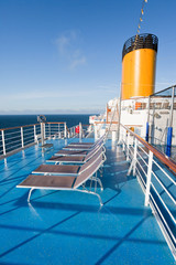sunbath chairs on cruise liner