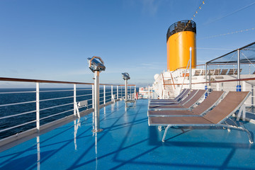 sunbath chairs on cruise liner