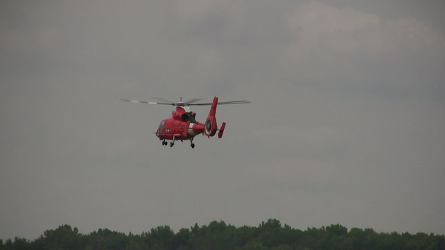 Coast Guard Helicopter Hovering In One Place