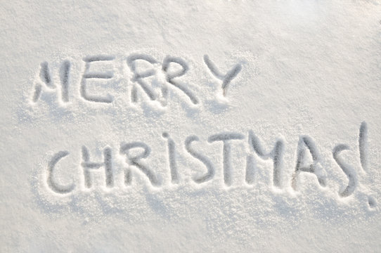 Merry christmas  text on snow