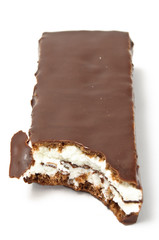Chocolate bar with skimmings filling bit top view