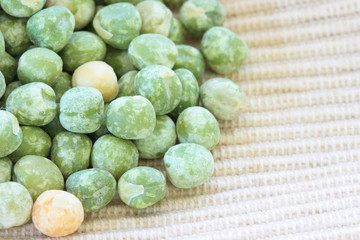 Dry green pea on white background