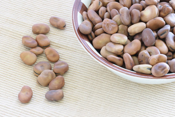 Dry green pea on white background