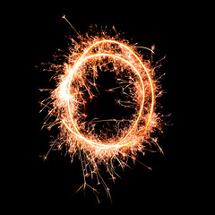 Letter O. Real sparkler alphabet