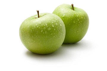 Green apples isolated on the white background