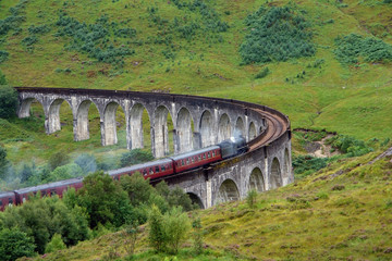 Glenfinnan Viaduct with steam train