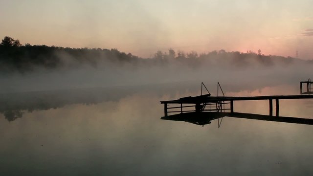 Dawn mist over the river