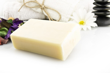natural soap with colored flowers