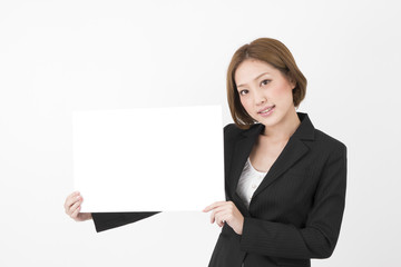 Beautiful business woman with white board