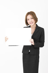 Beautiful business woman with white board