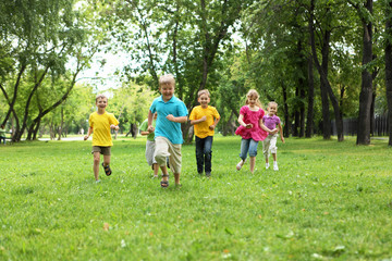 Naklejka na ściany i meble Group of children in the park