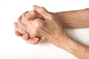 Old Lady's hands clasped