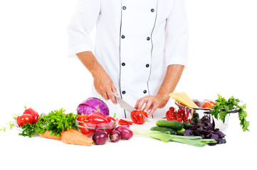 photo of cook preparing salad
