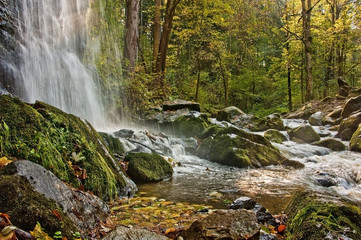 waterfall Novohradske mountain, Czech republic, Europe in autumn