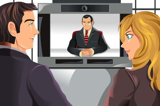 Business people video conferencing