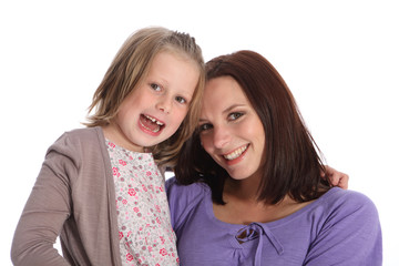 Mother and daughter family portrait happy smiles