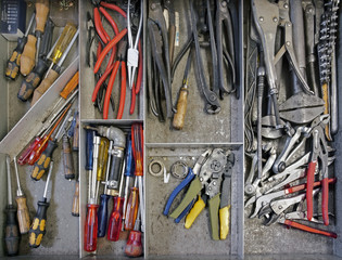 work tools in drawer