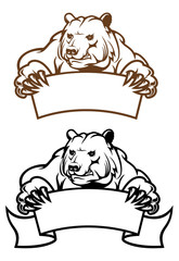 Wild kodiak bear with banner