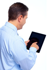 Businessman with tablet computer.