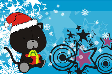panther baby cartoon xmas background