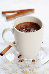 Hot chocolate with cinnamon stick