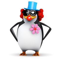 3d Penguin reluctant clown