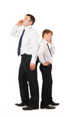 Father and son isolated on white