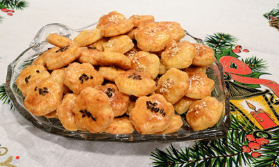 salty Christmas cookies with poppy and sesame
