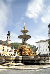 Fototapeta premium Horse fountain in Dom Square Salzburg Austria
