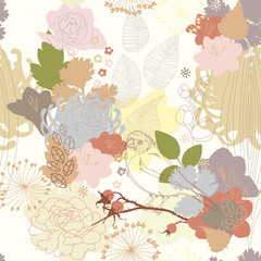 Fototapeta premium seamless background with abstract botanical ornament