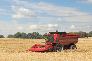 Combine in Corn Stubble