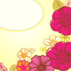 Colorful floral card template with decorative flowers