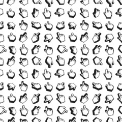 Hand cursor seamless background pattern. Vector.