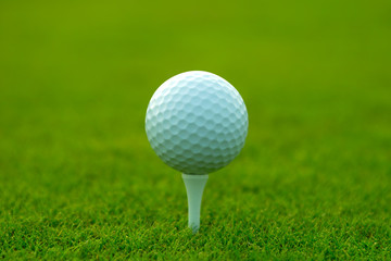 Golf ball and tee shallow dof