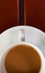 Closeup a cup of coffee