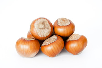hazelnuts, dried fruit isolated on white background fall