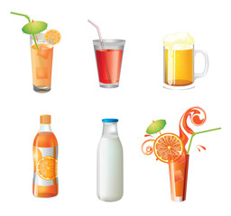 illustration of different beverages
