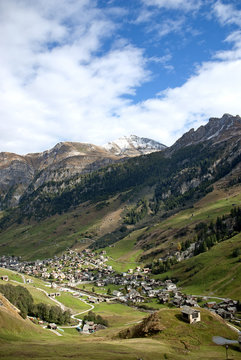 vals village in switzerland alps