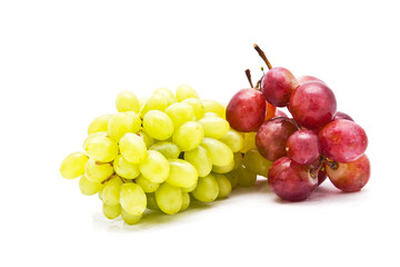 Red and green grapes isolated on white background
