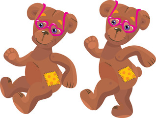 happy cartoon teddy bear with pink heart sun glasses