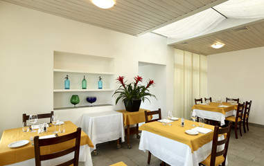 interior of a typical restaurant in central europe
