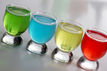 Color alcohol beakers