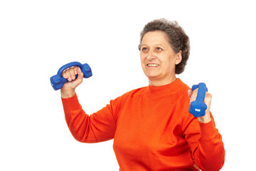 Active senior lady doing fitness