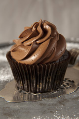 Delicious chocolate mousse cupcake