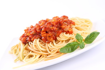 Spaghetti bolognese on a plate