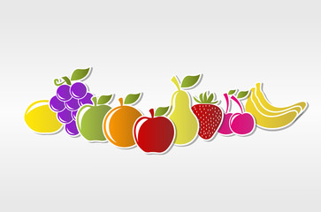 Set of fruit icons labels