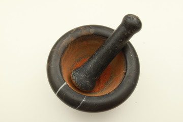 Black mortar and pestle